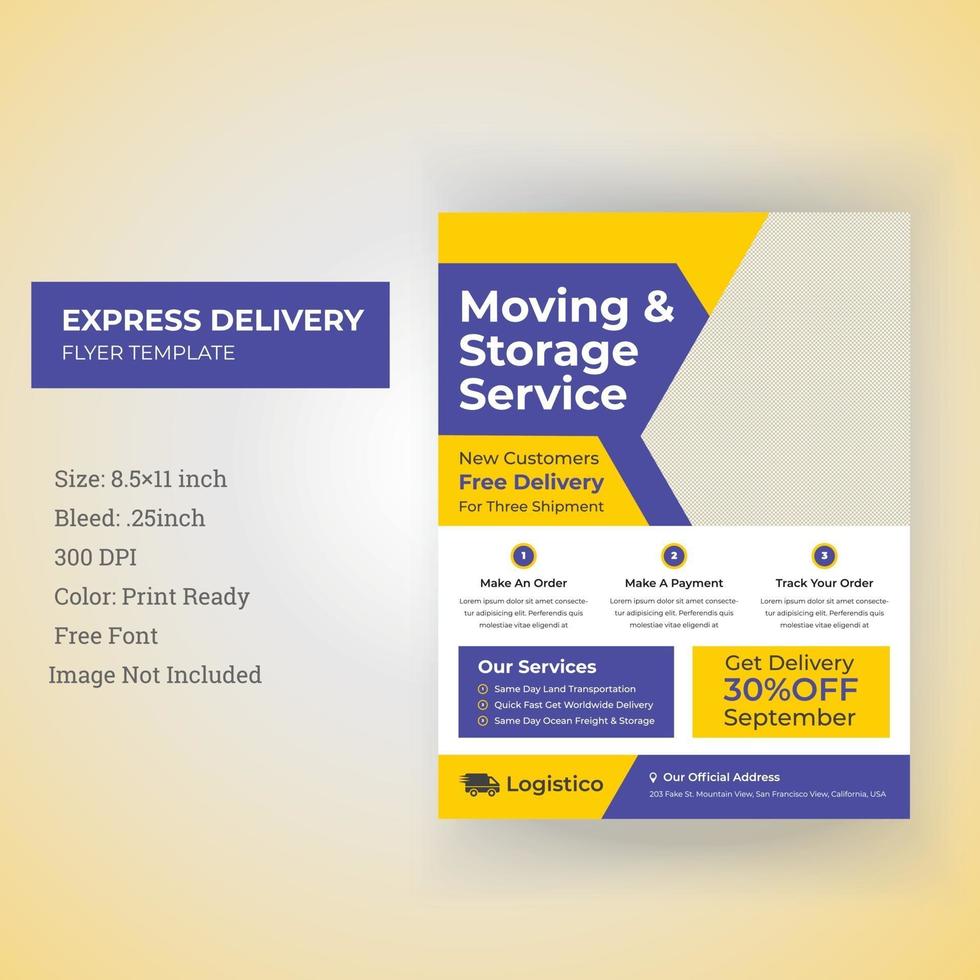 Latest Creative Door To Door Products Express Delivery Flyer Templates Design vector