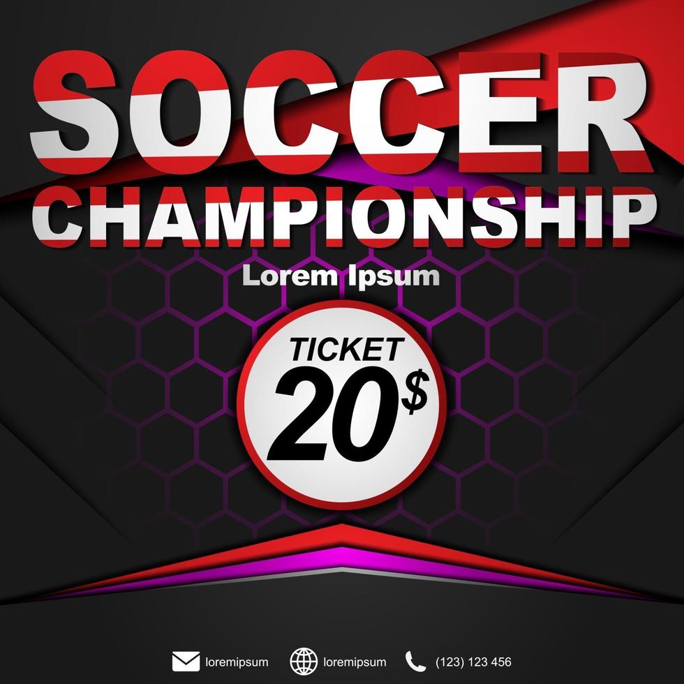 Social media post template for soccer championship. Soccer championship poster. vector