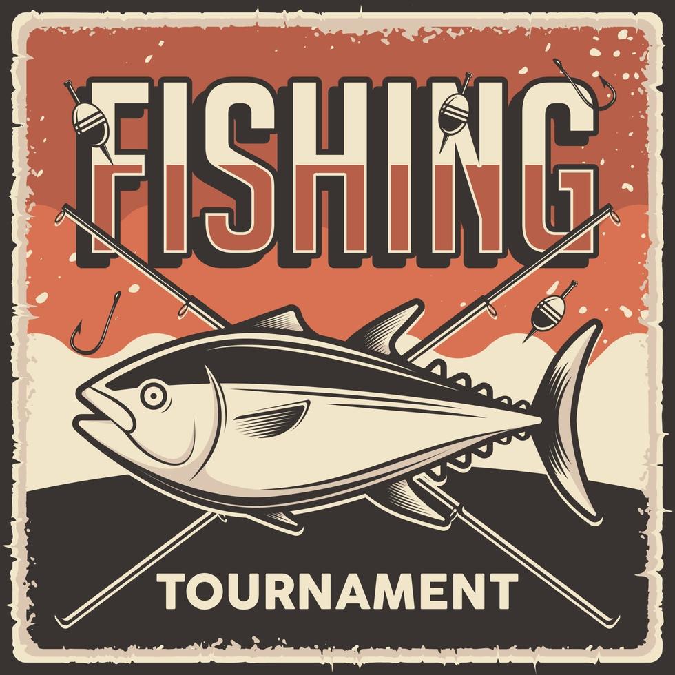 Retro Vintage Fishing Tournament Poster vector