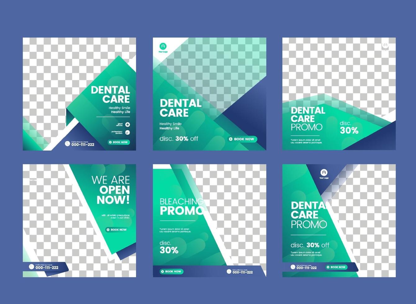 Dentist and dental care social media post template vector