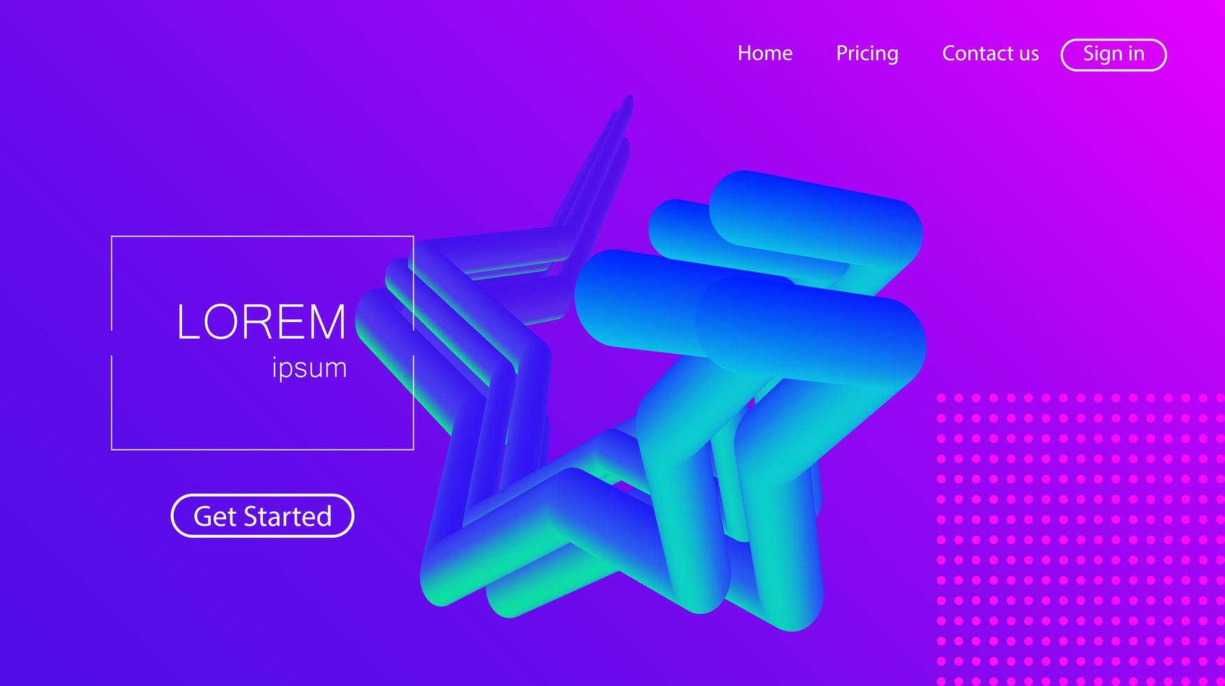 Website abstract background. Bright colorful dynamic shapes landing page vector