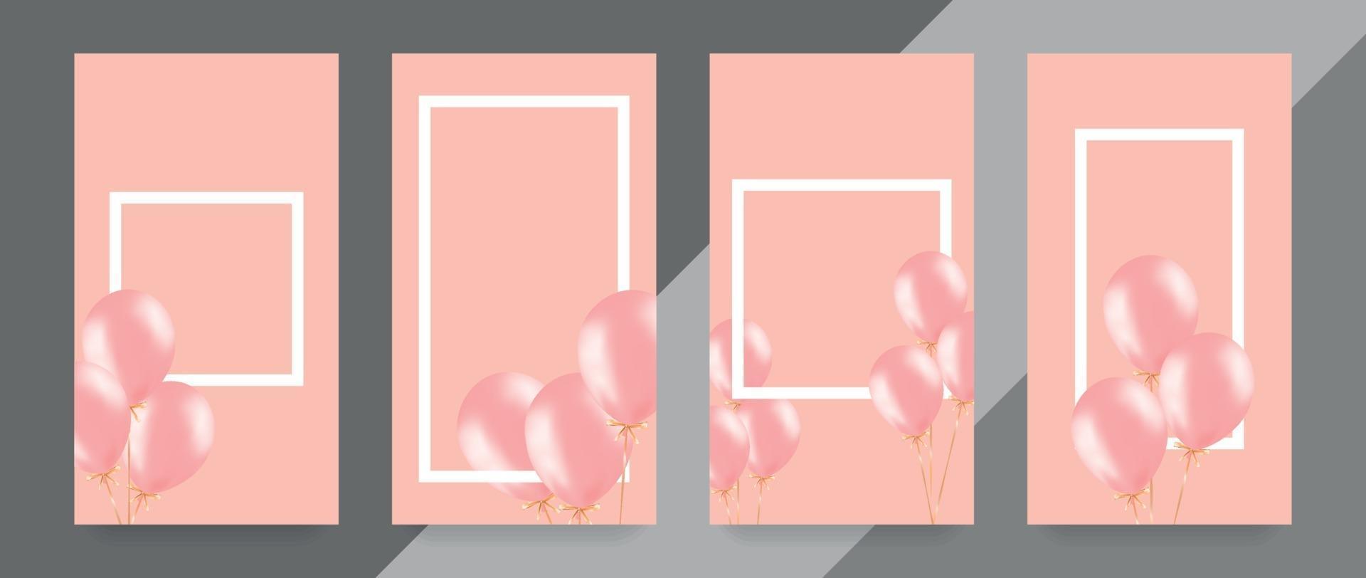 Festive banner with pink helium balloons. Frame composition with space for your text. Useful for announcement , poster, flyer, greeting card vector