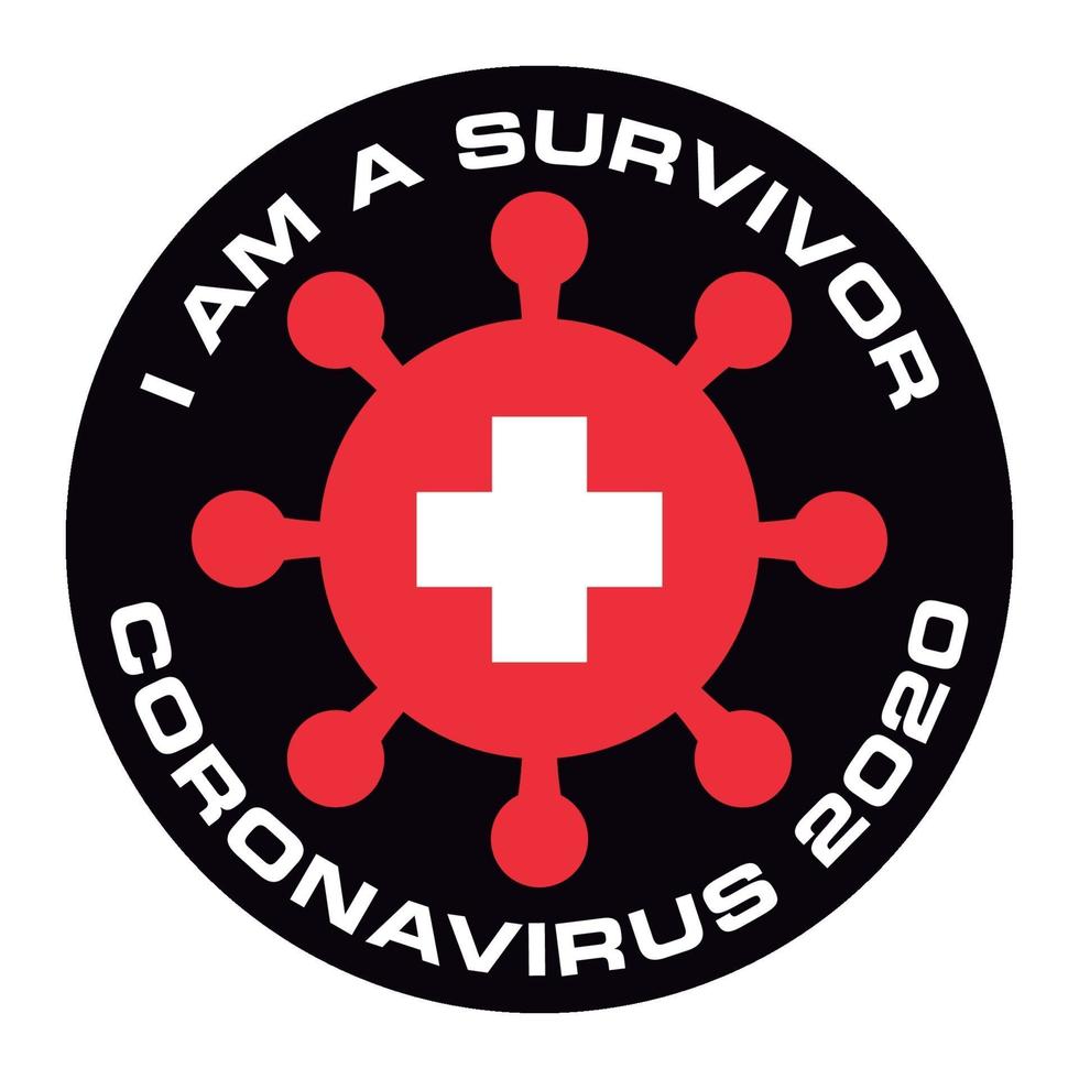 Soy superviviente del coronavirus 2020 pegatina de la bandera de Suiza vector