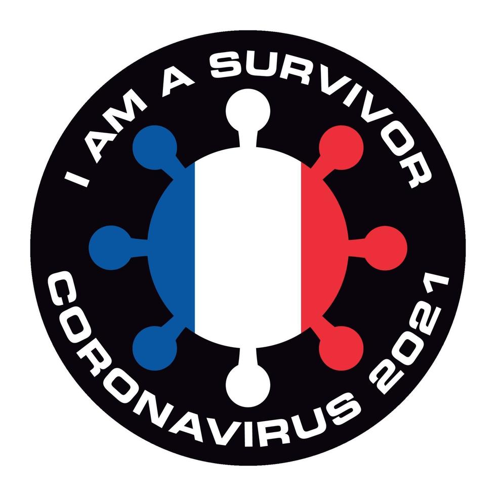 I am survivor coronavirus 2021 france flag sticker vector