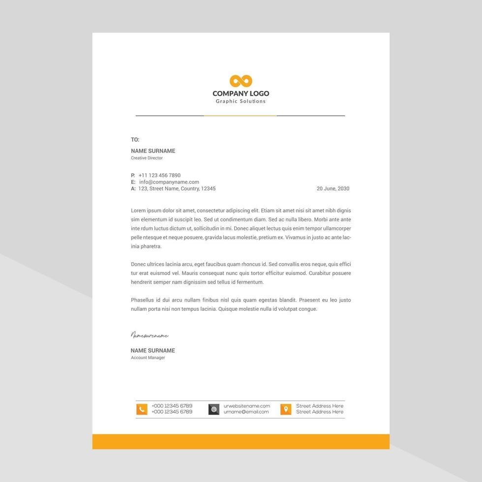 Modern company letterhead Template Design vector
