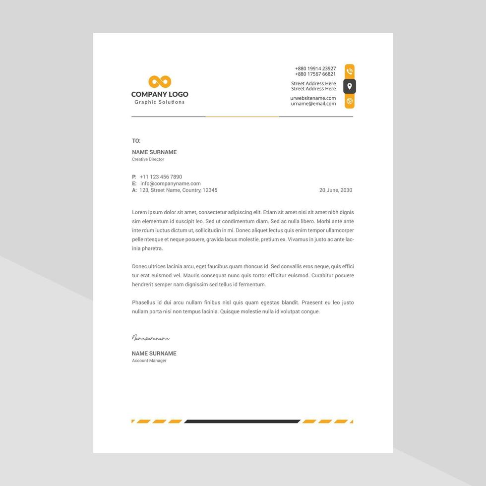 Modern company letterhead Template Design vector