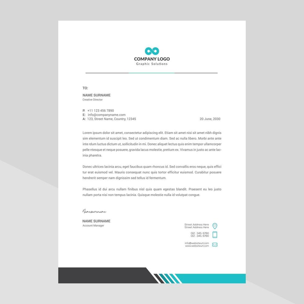 Modern company letterhead Template Design vector