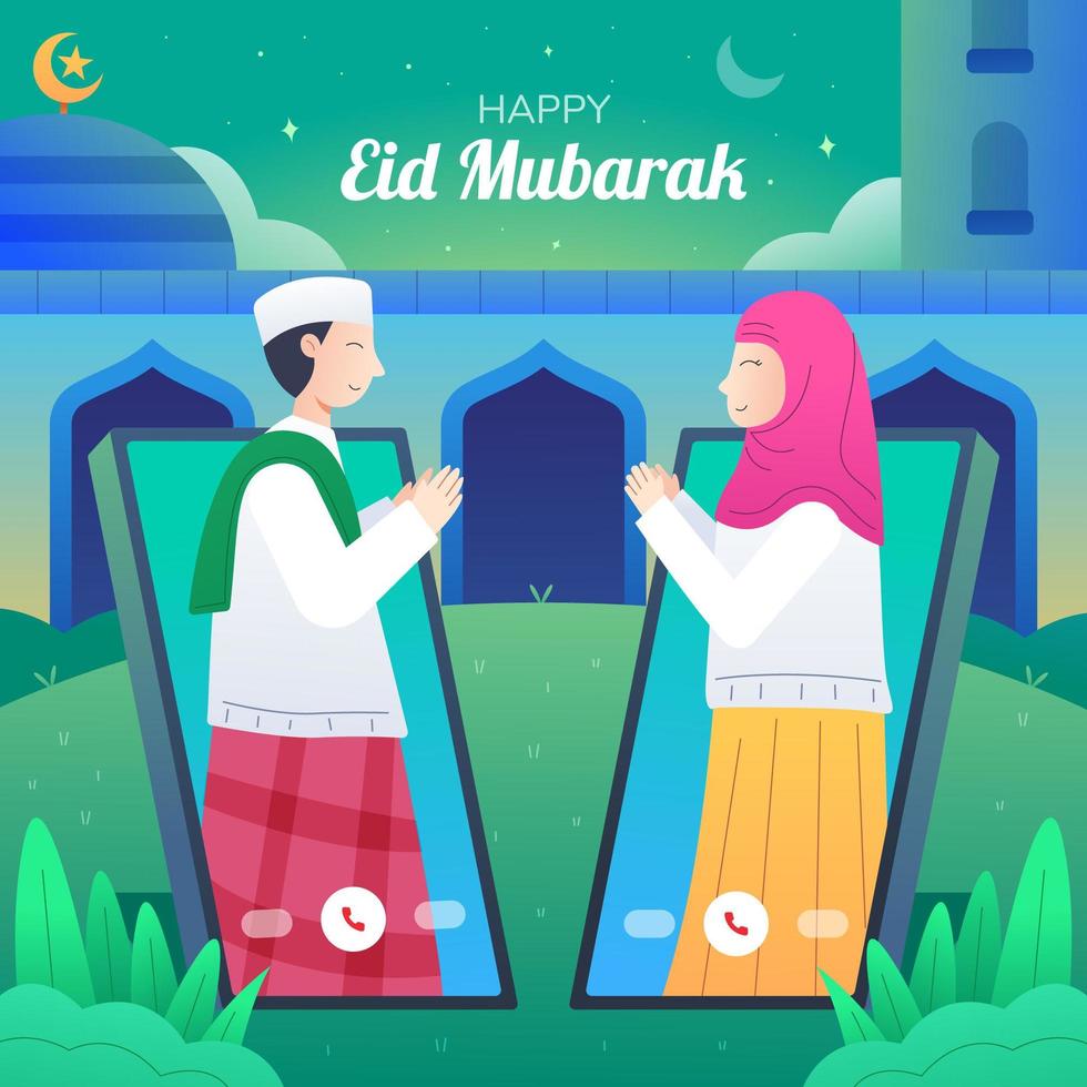 diseño de saludo eid mubarak vector