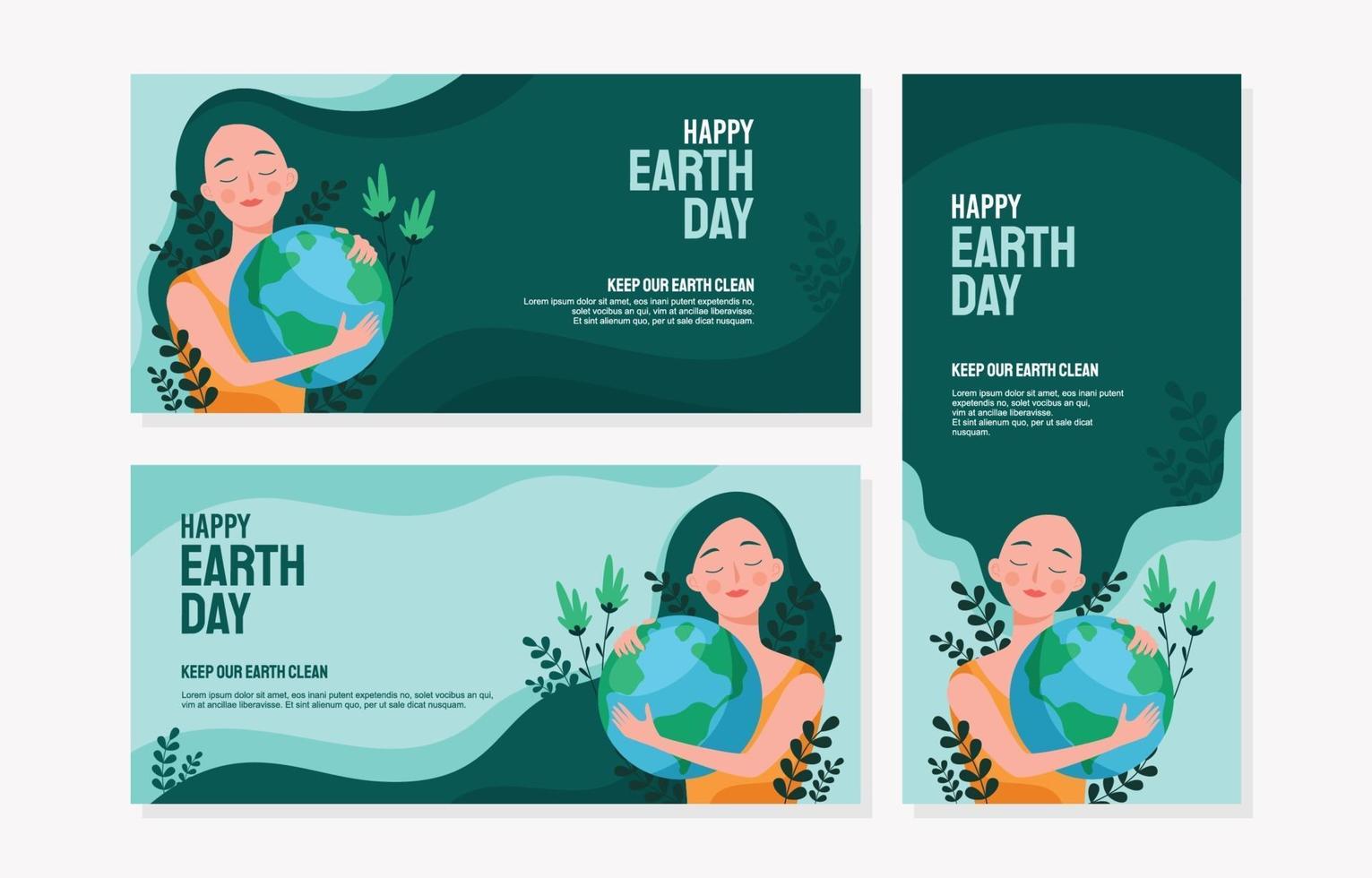 plantilla de banner de feliz día de la madre tierra vector