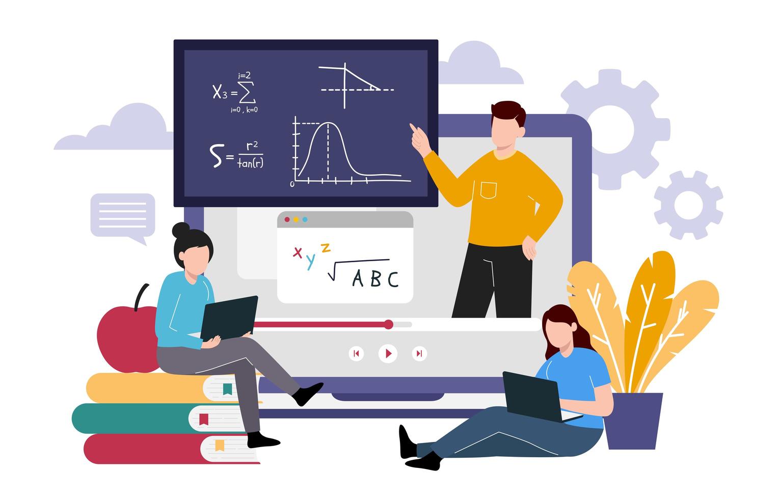 Online Class with Teacher Concept vector