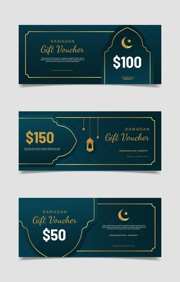 elegante conjunto de vales de regalo de Ramadán vector