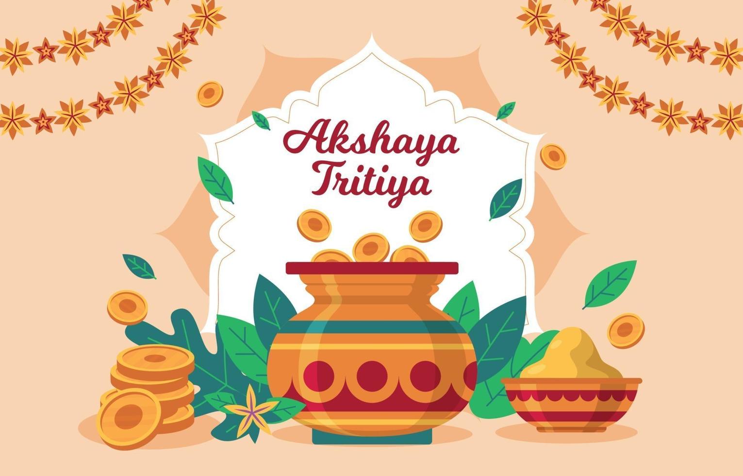 Indian Traditional Festival Akshaya Tritiya Background with Creative Colorful Kalash free vector Graphics Pic