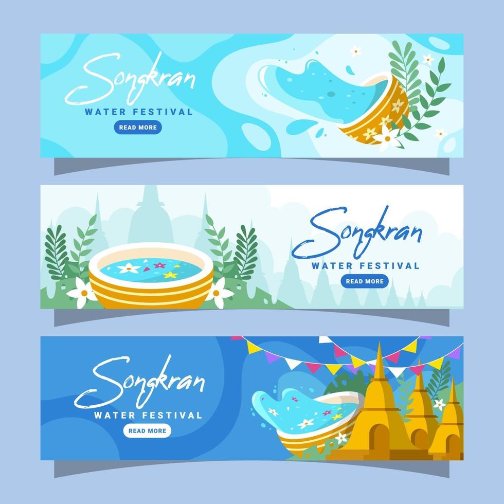 Songkran Water Festival Banner Collection vector