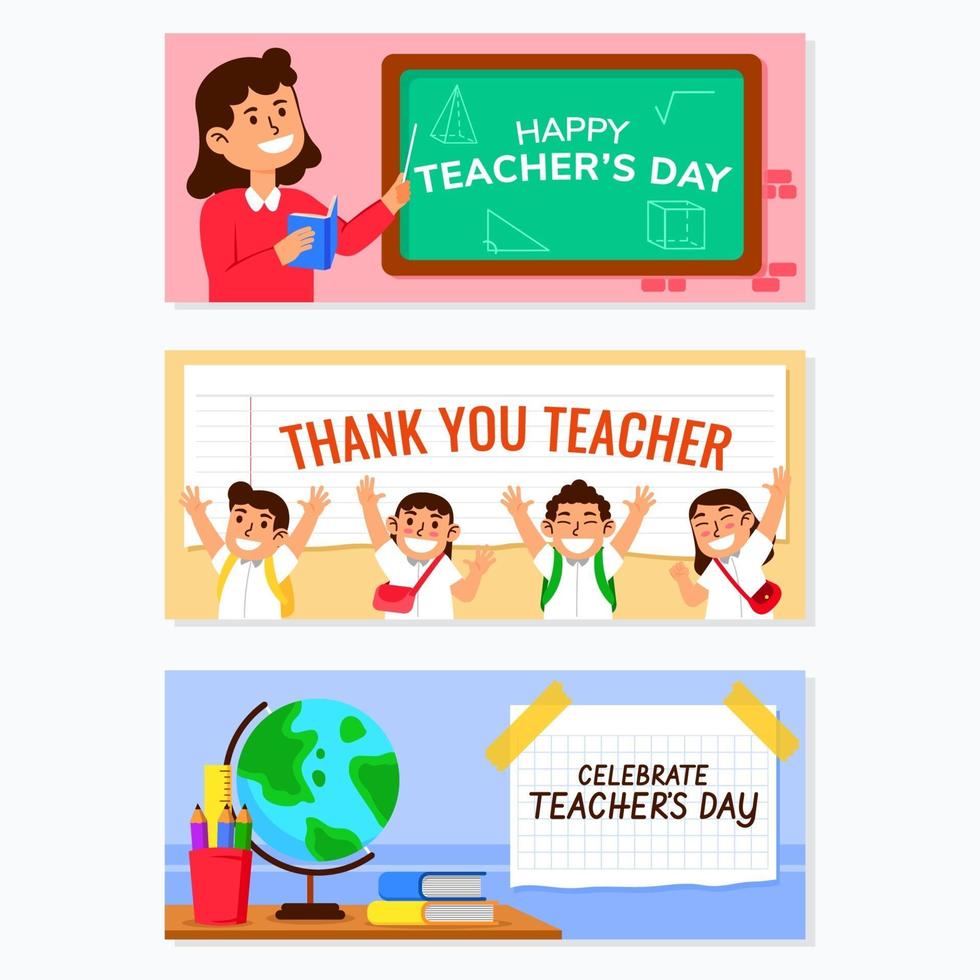 Happy Teacher's Day Banner Collection vector
