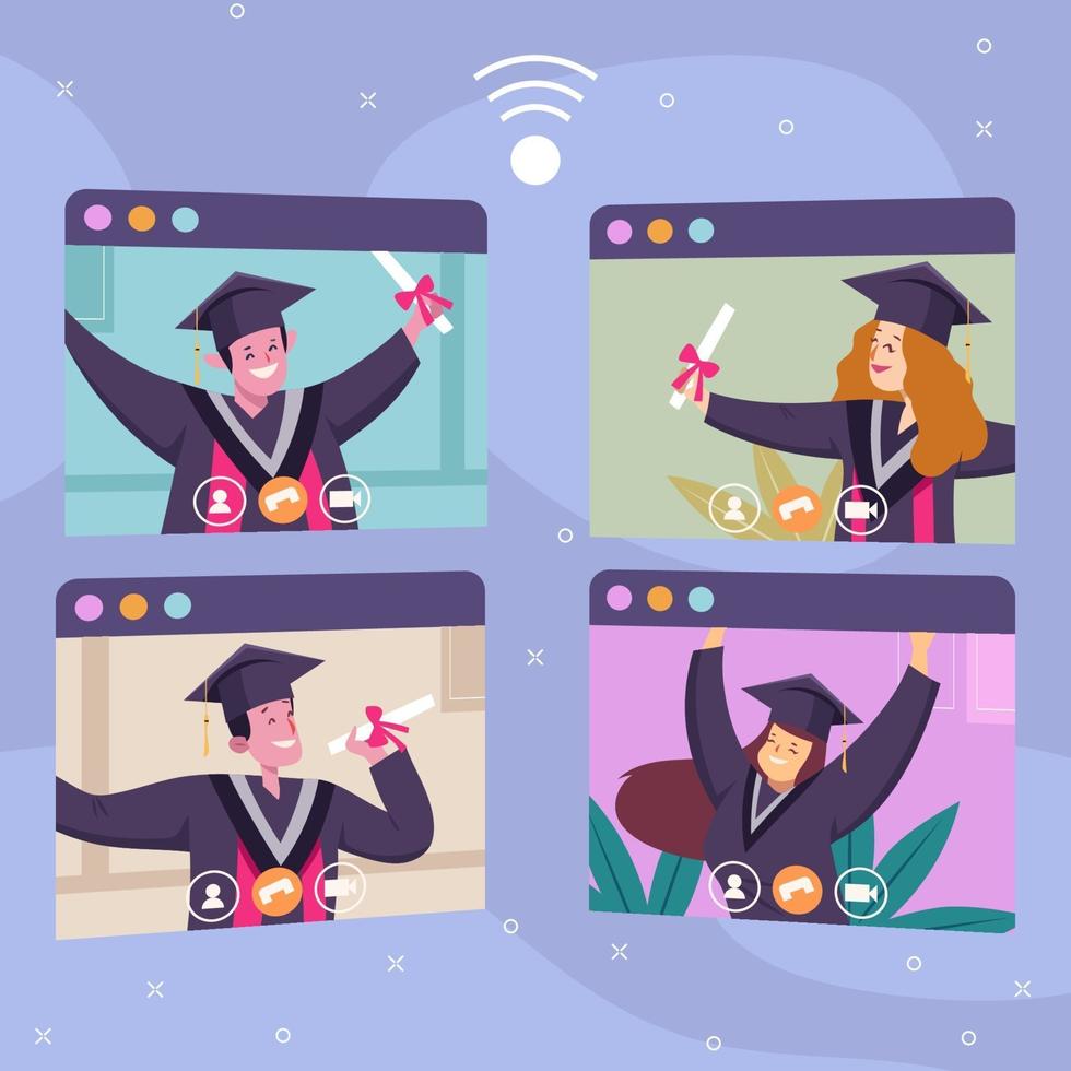 concepto de graduación virtual en línea vector