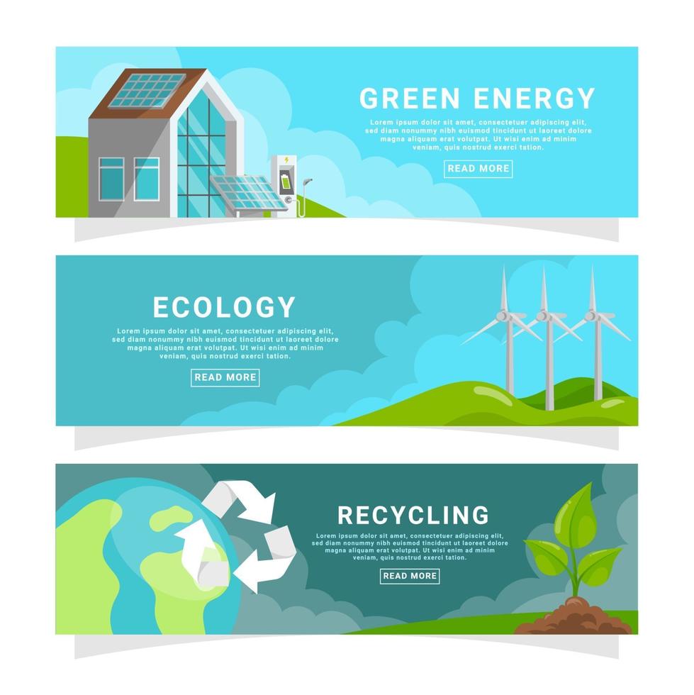 colección de banners de tecnología verde vector