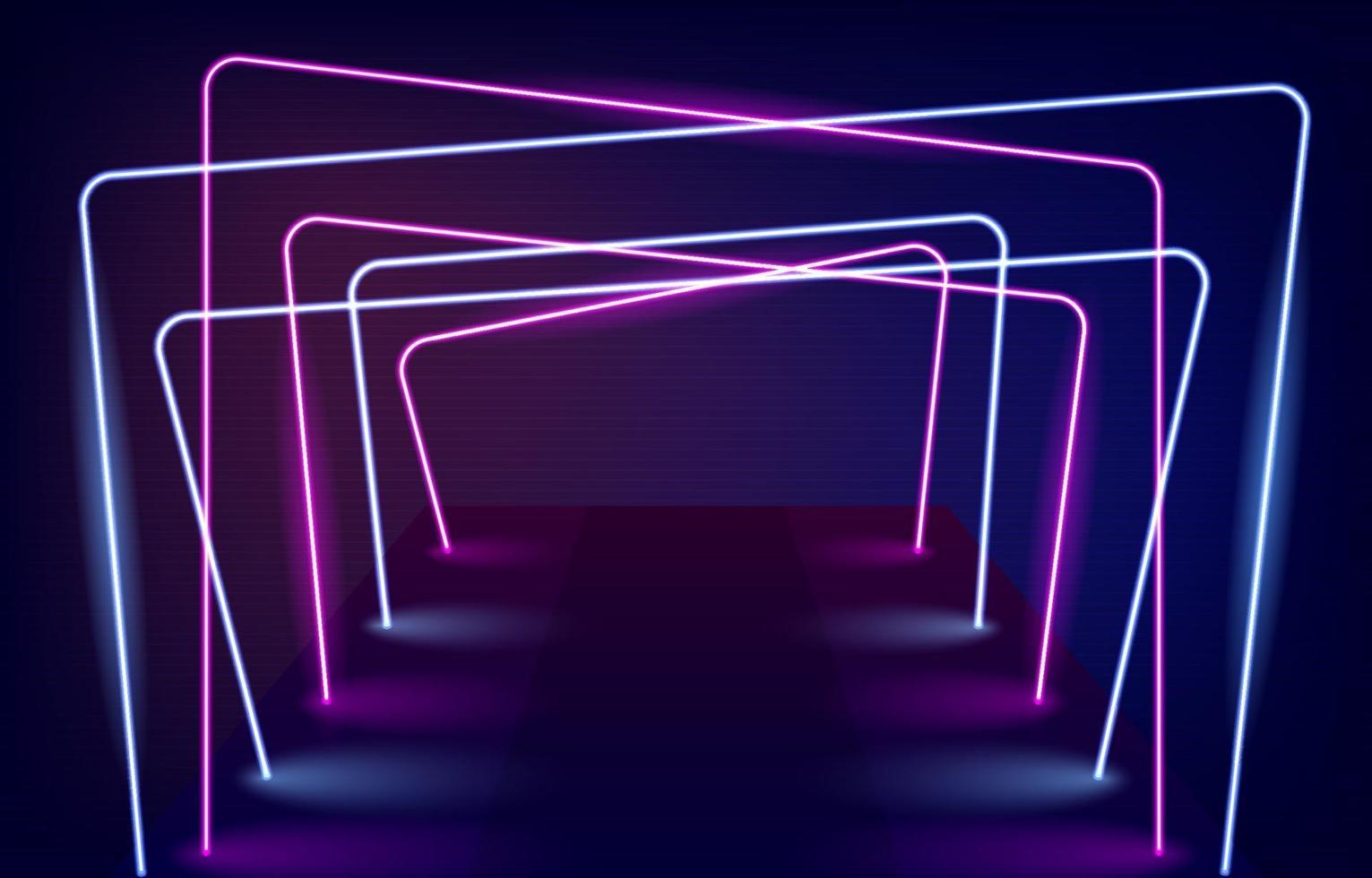 fondo de pasillos de luz de neón vector