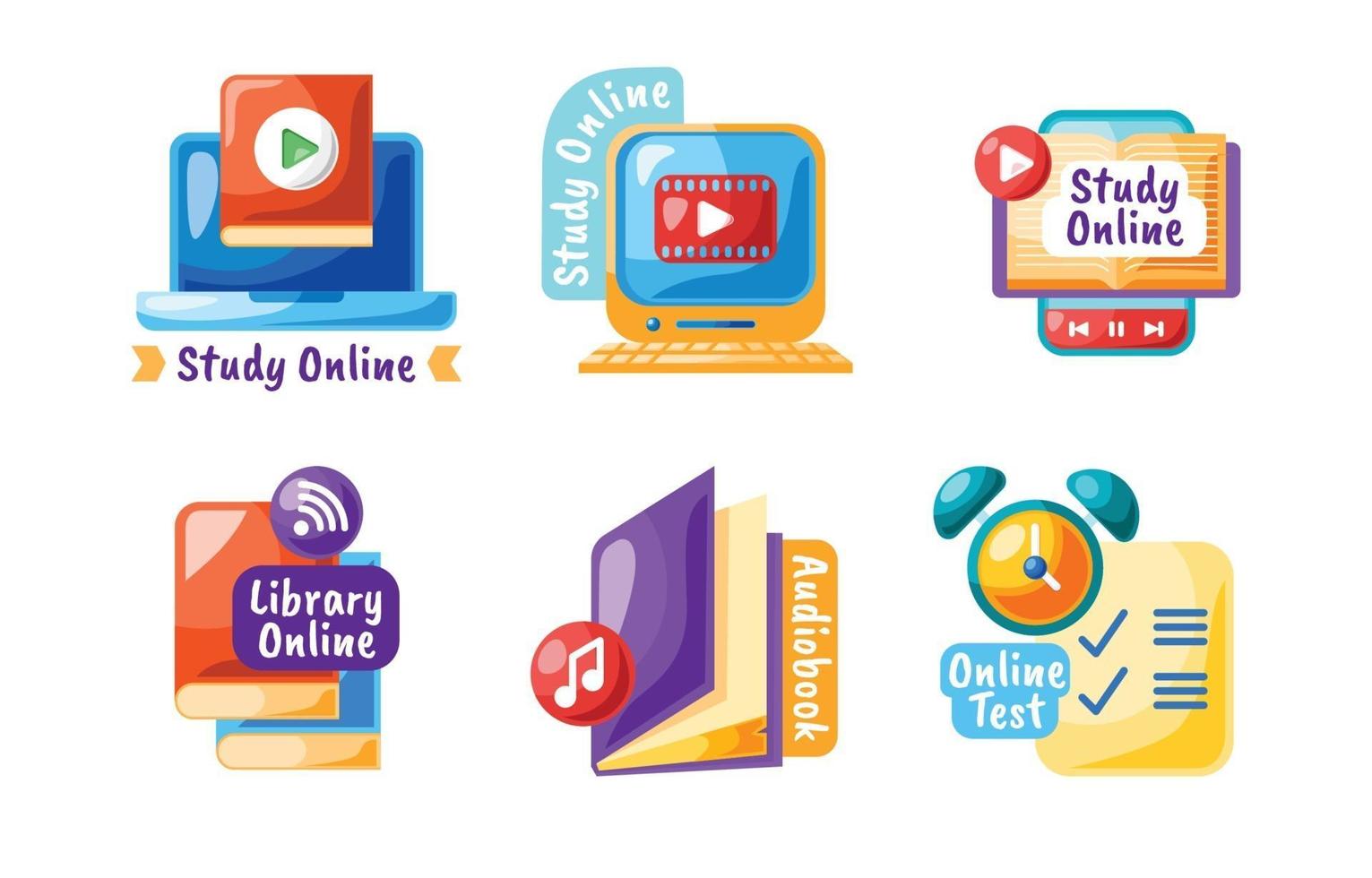 Online Education Label Collection vector