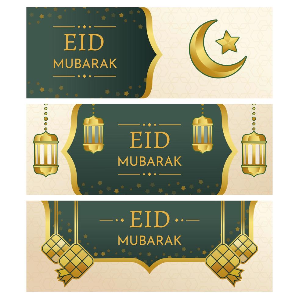 Eid mubarak banner collections vector