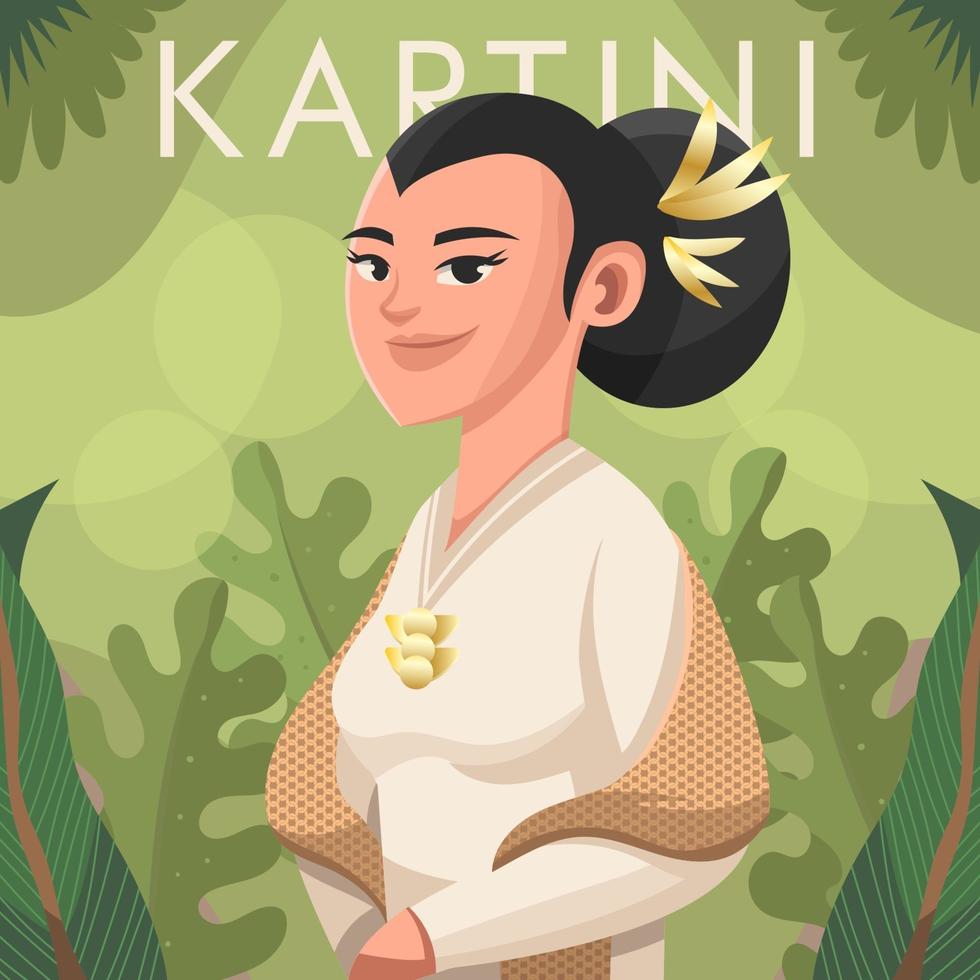 Beautiful Kartini in Nature Green vector