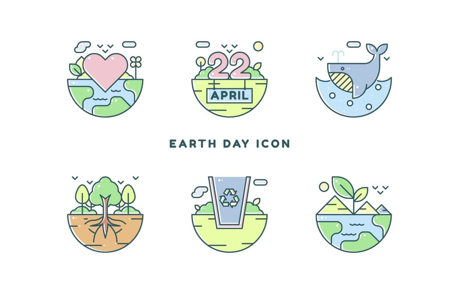 Earth Day Icon in Line Style vector