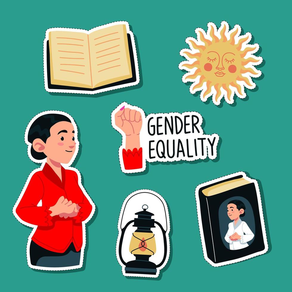 Handdrawn Kartini Sticker Pack vector