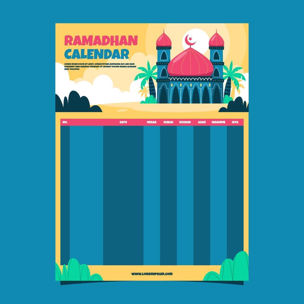 calendario de la mezquita de ramadán vector