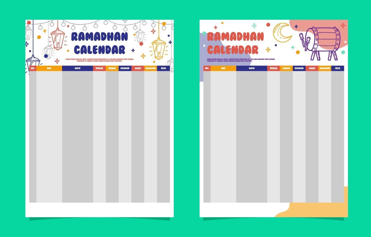 Ramadhan Calendar Template vector