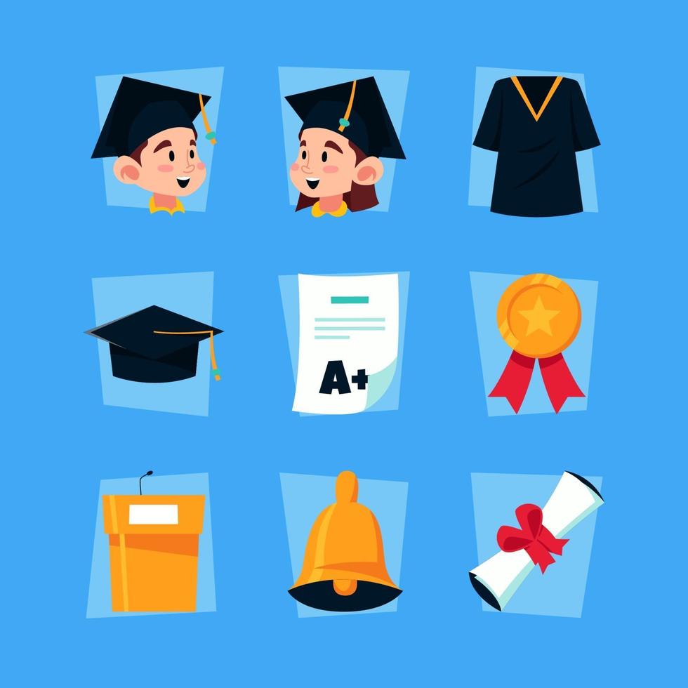 Children Graduation Icon Pack vector