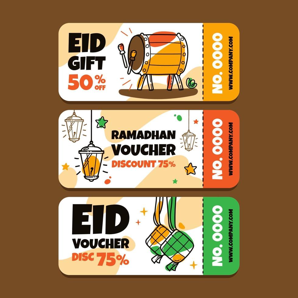 vale de regalo eid dibujado a mano vector