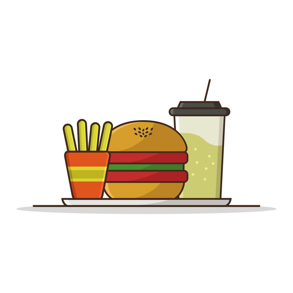 Sandwich And Drinks On White Background vector