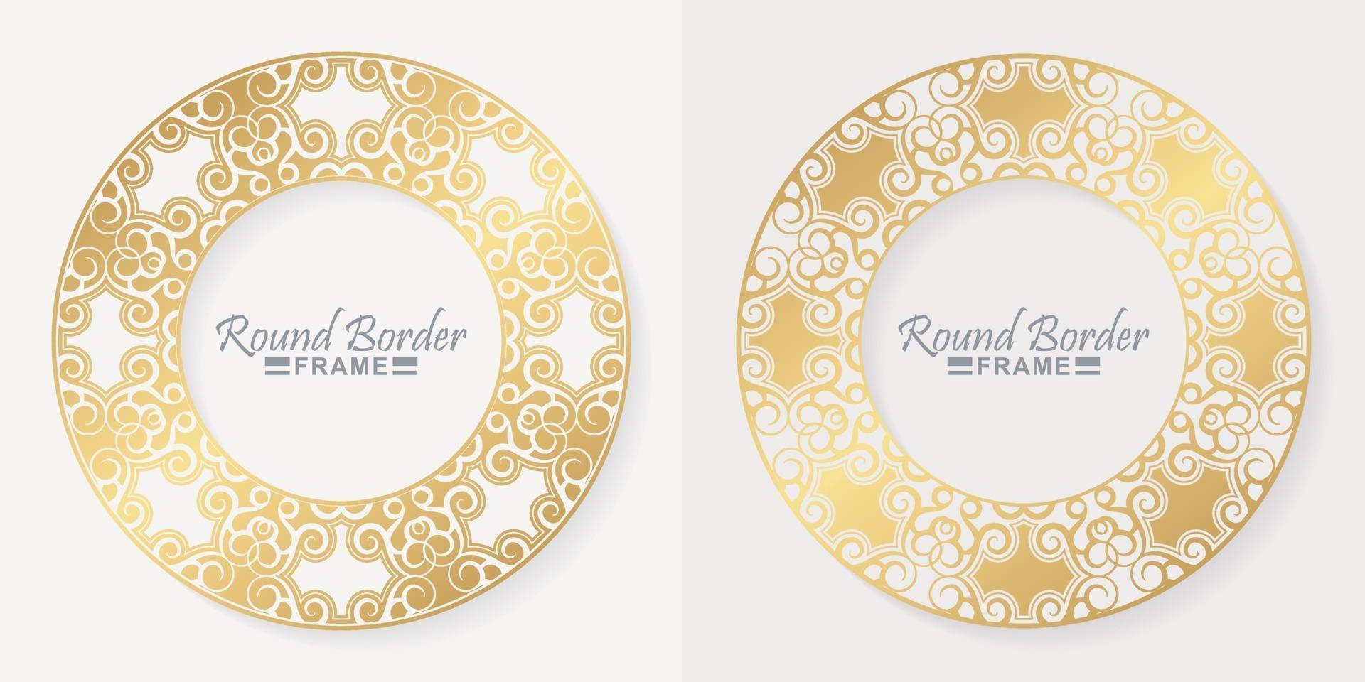 Luxury round border frame design vector