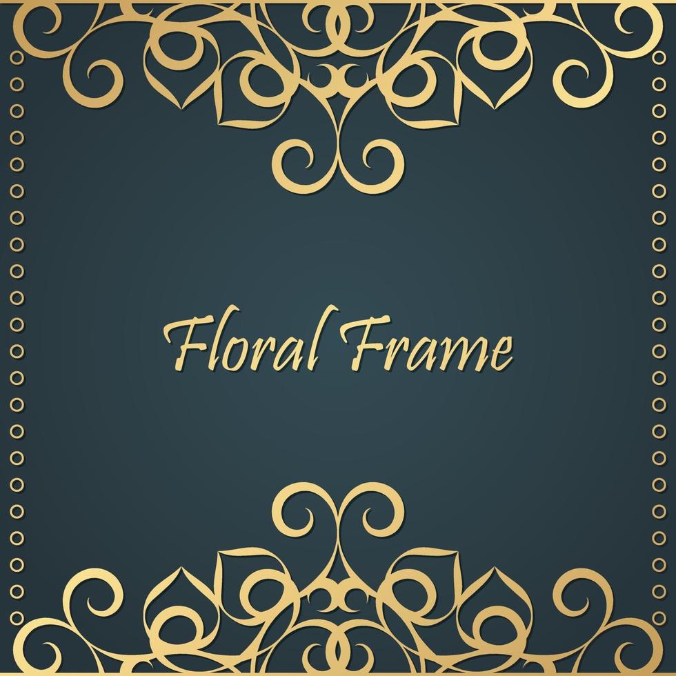 fondo de marco floral decorativo dorado de lujo vector