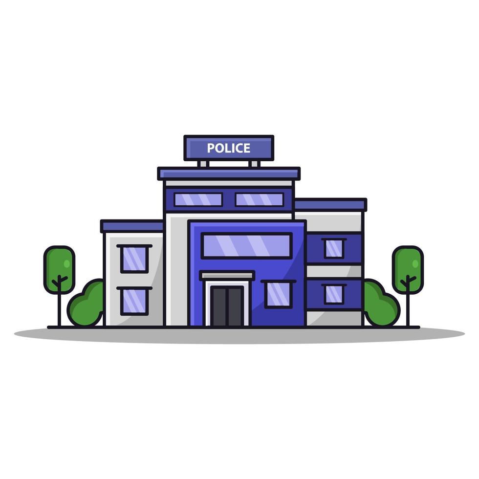 Police Station On White Background vector