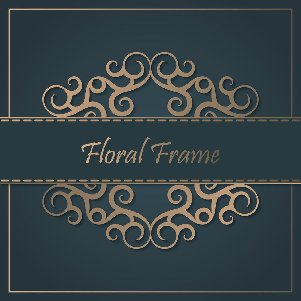 fondo de marco floral decorativo dorado de lujo vector