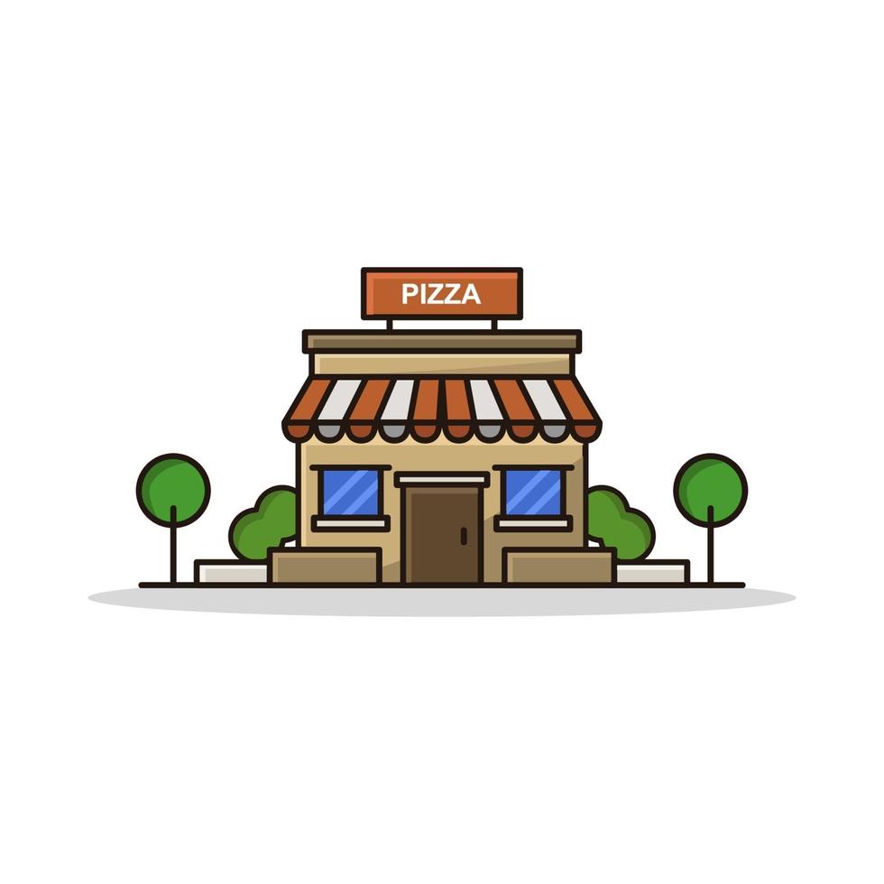 Pizza Shop On White Background vector