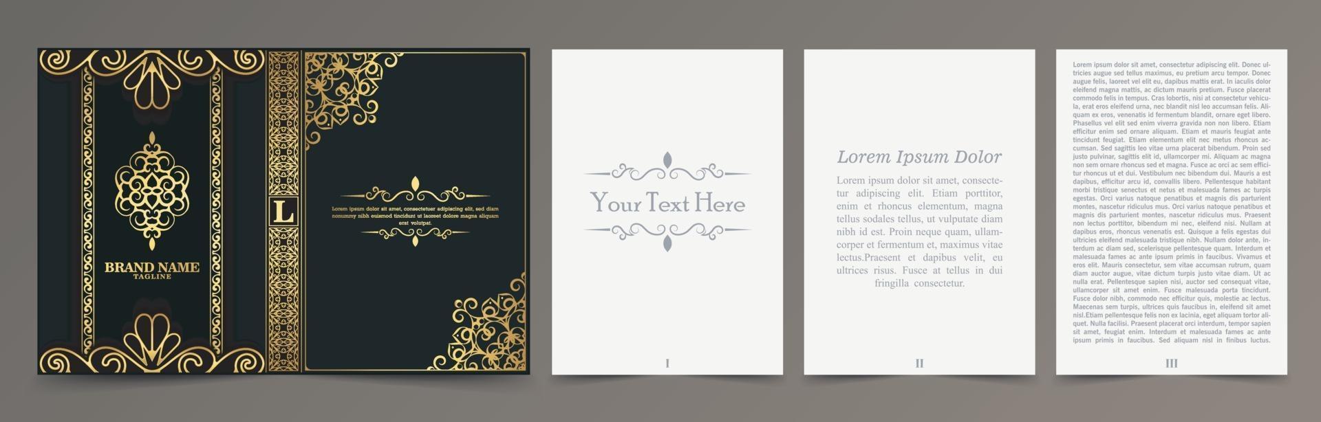 Luxury ornamental book cover design vector