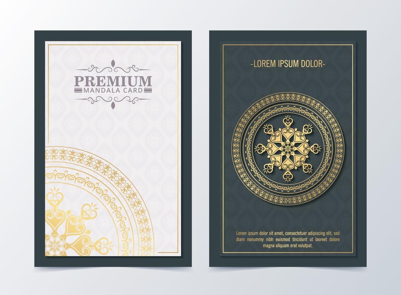 Luxury greeting card with mandala motif and border in retro style vector
