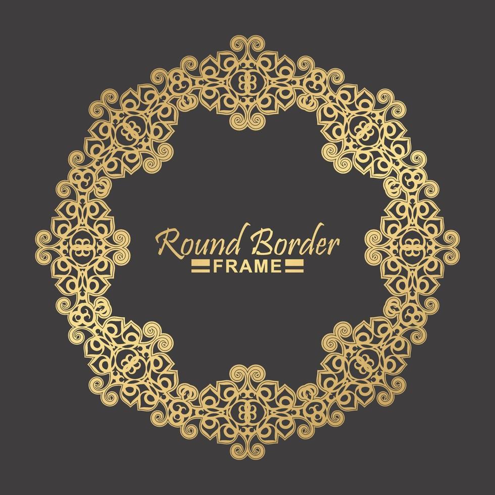 Luxury Gold round floral frame design vector