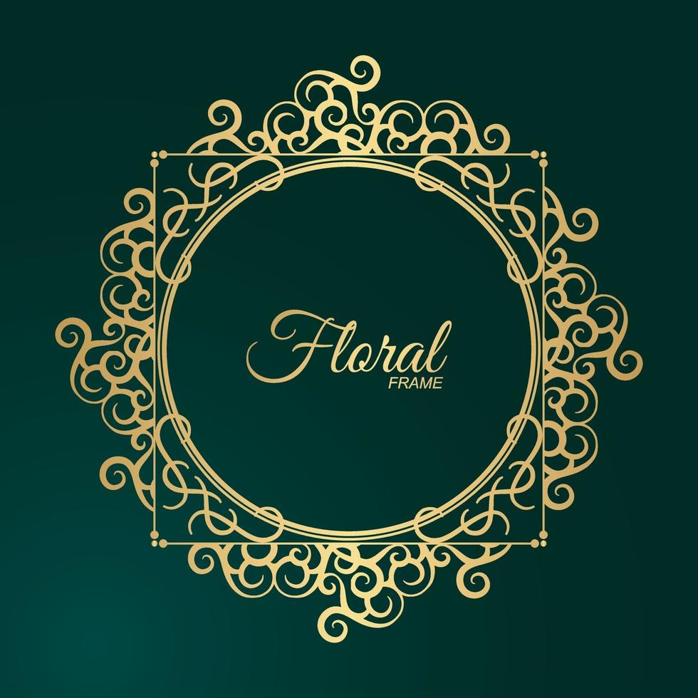 Luxury Gold round floral frame design vector
