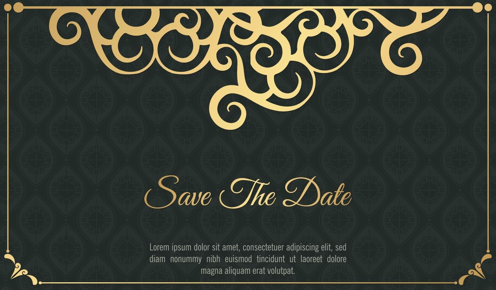 Fancy ornament dark style wedding invitation vector