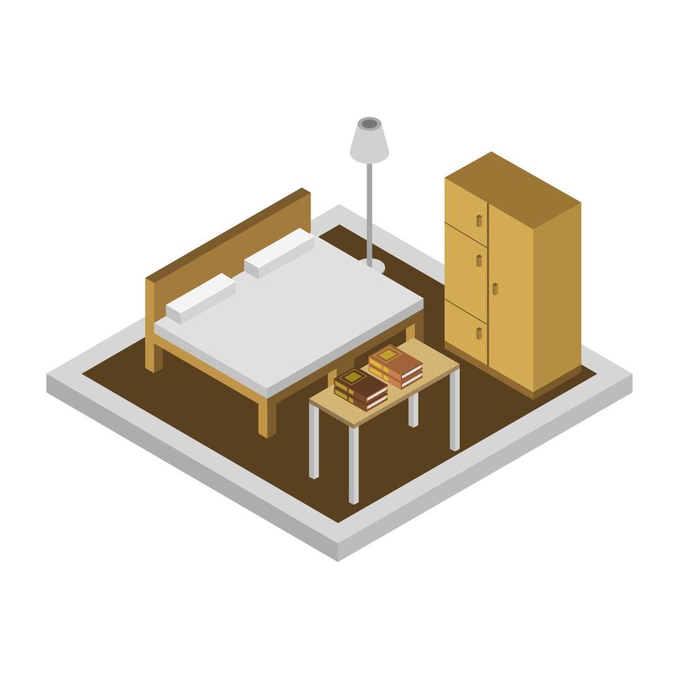 Isometric Bedroom On White Background vector