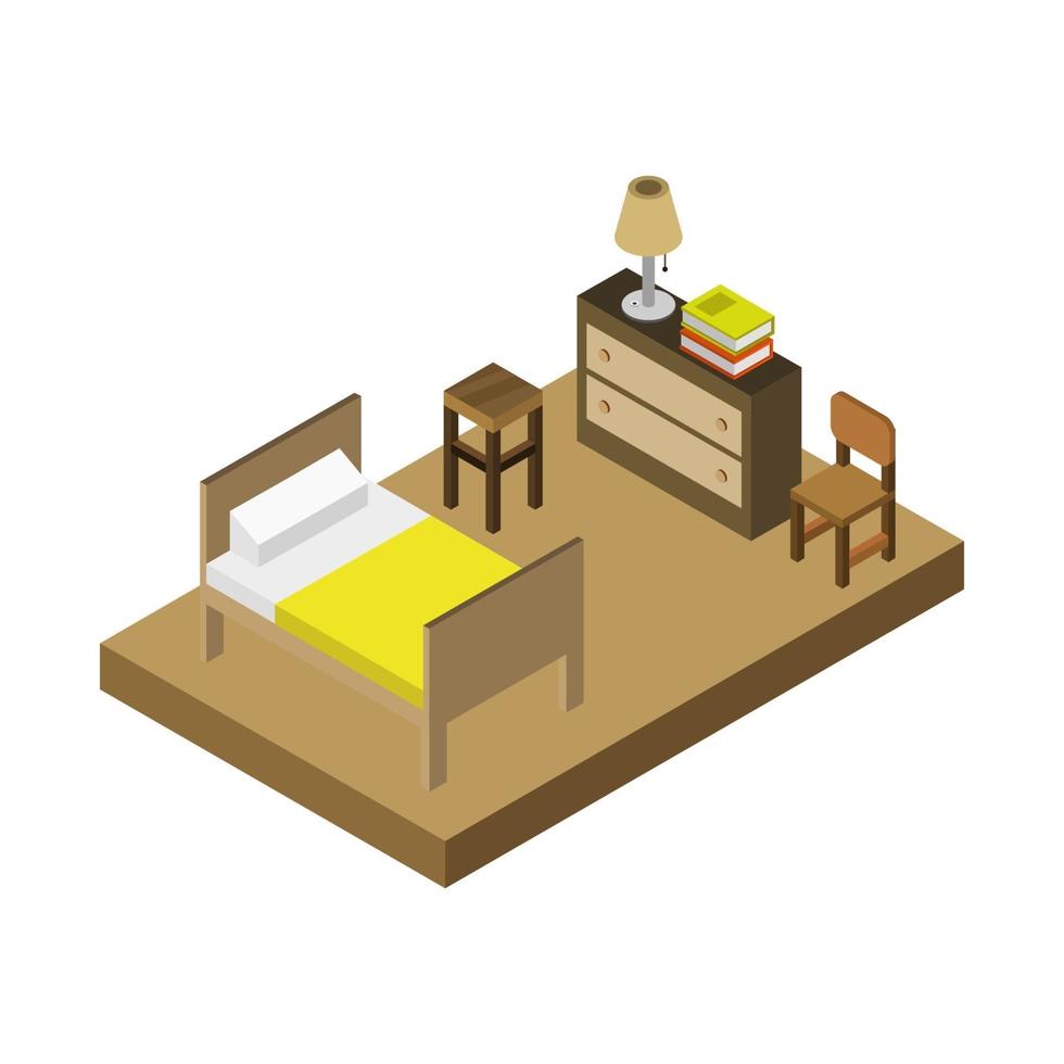 Isometric Bedroom On White Background vector