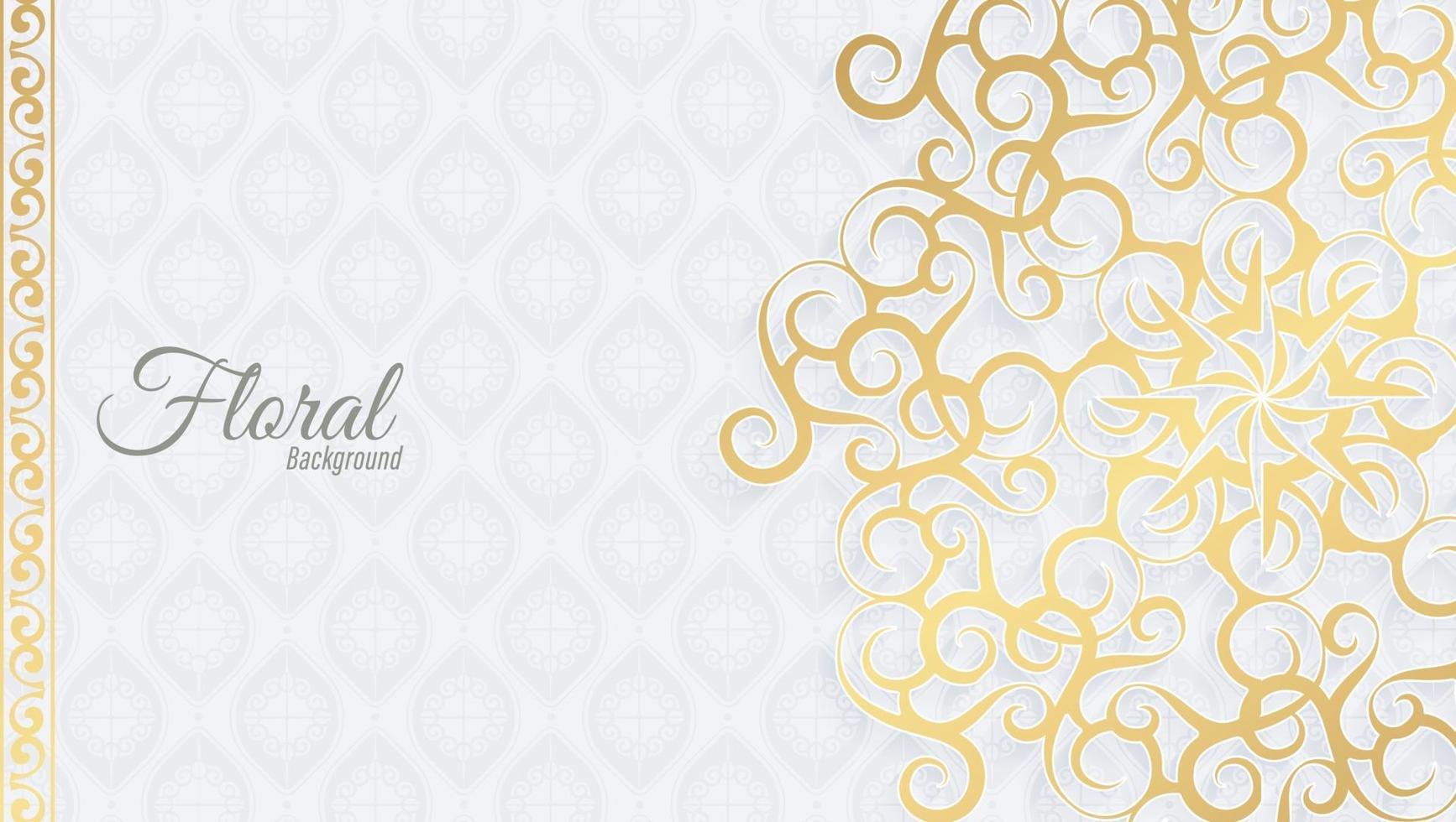 white and gold floral ornament background vector
