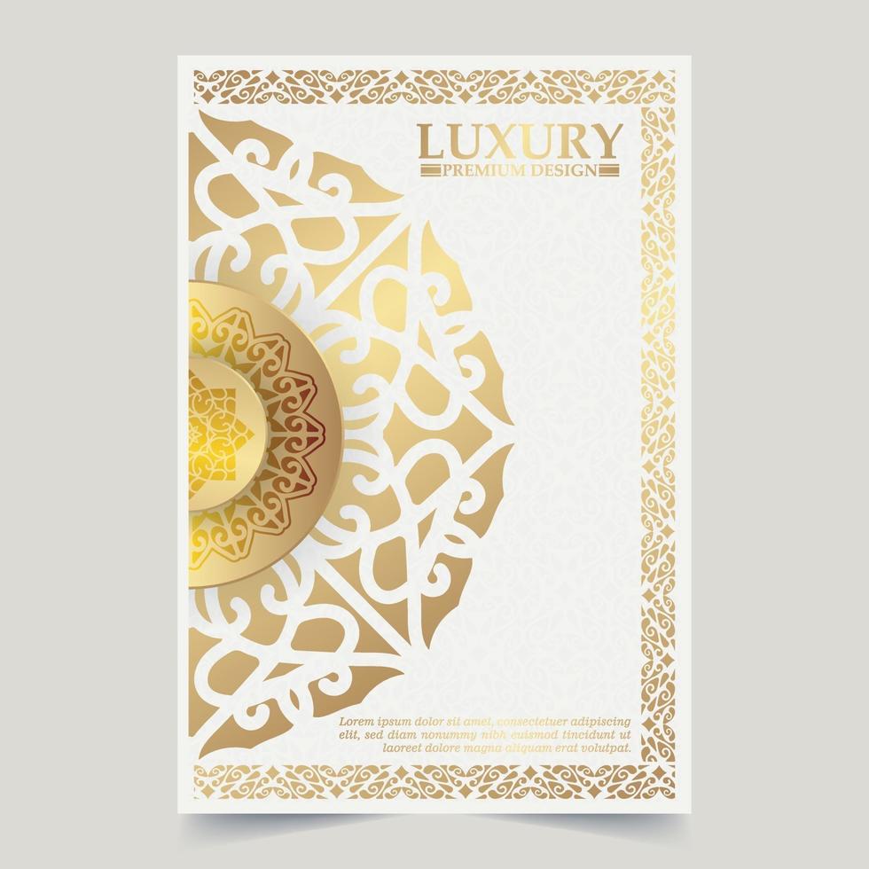 Luxury mandala and border cover in white color vector