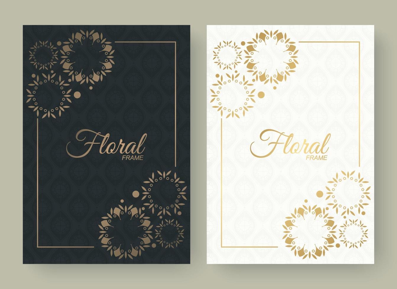 Gold ornamental decorative floral frame card background vector