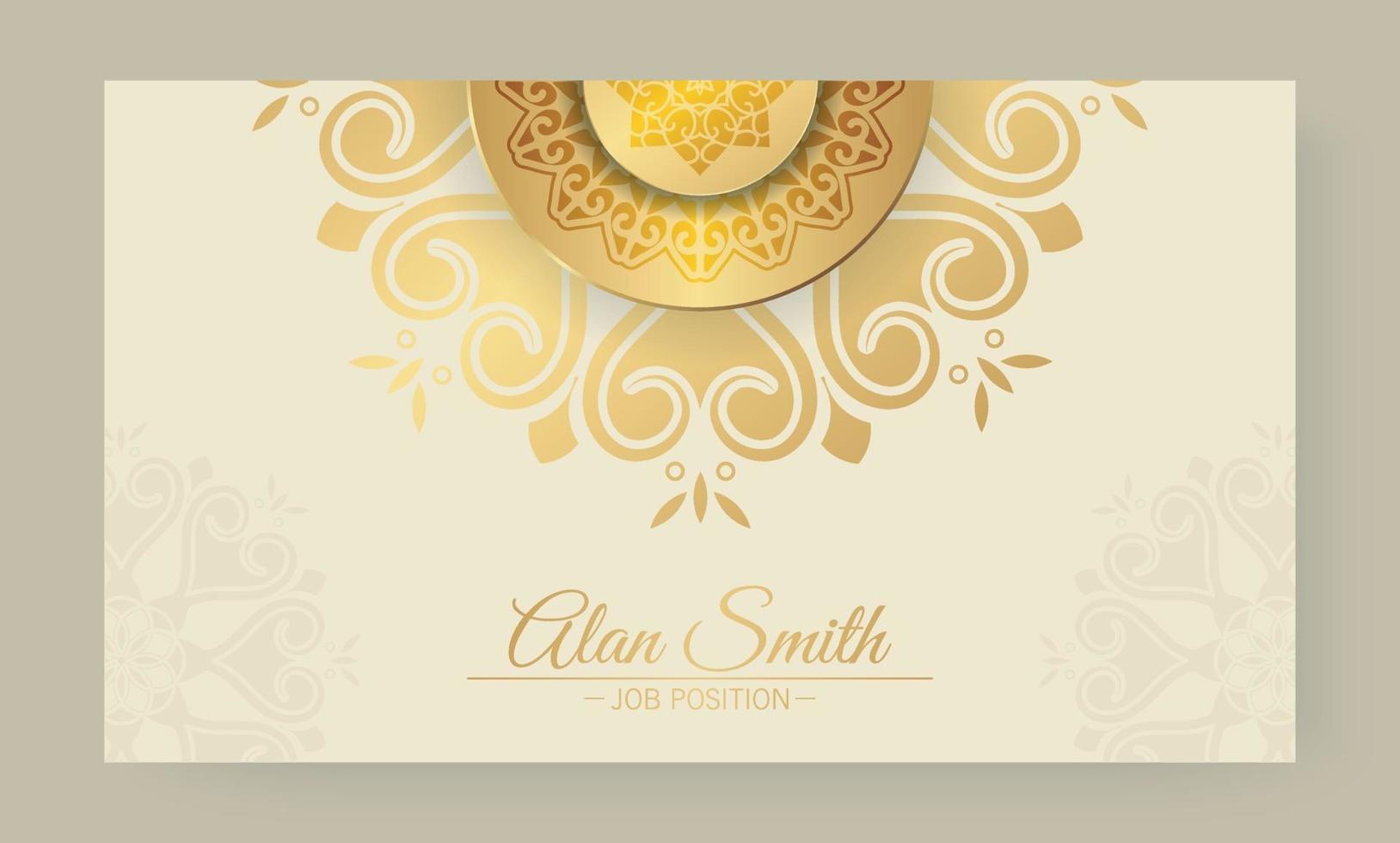 Elegant yellow mandala business card template vector
