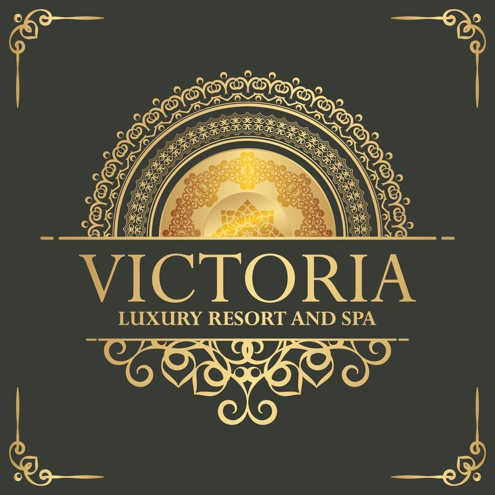 Luxury hotel label template. Trendy vintage royal ornament frames illustration. vector