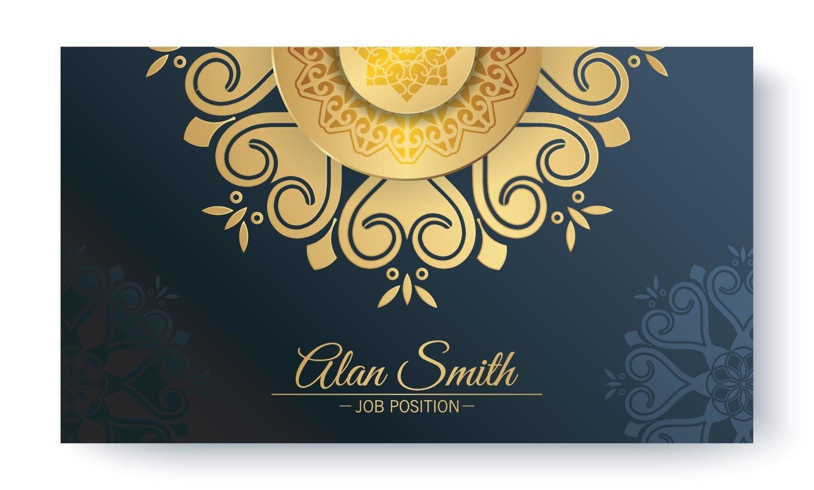 Luxury blue mandala business card template vector