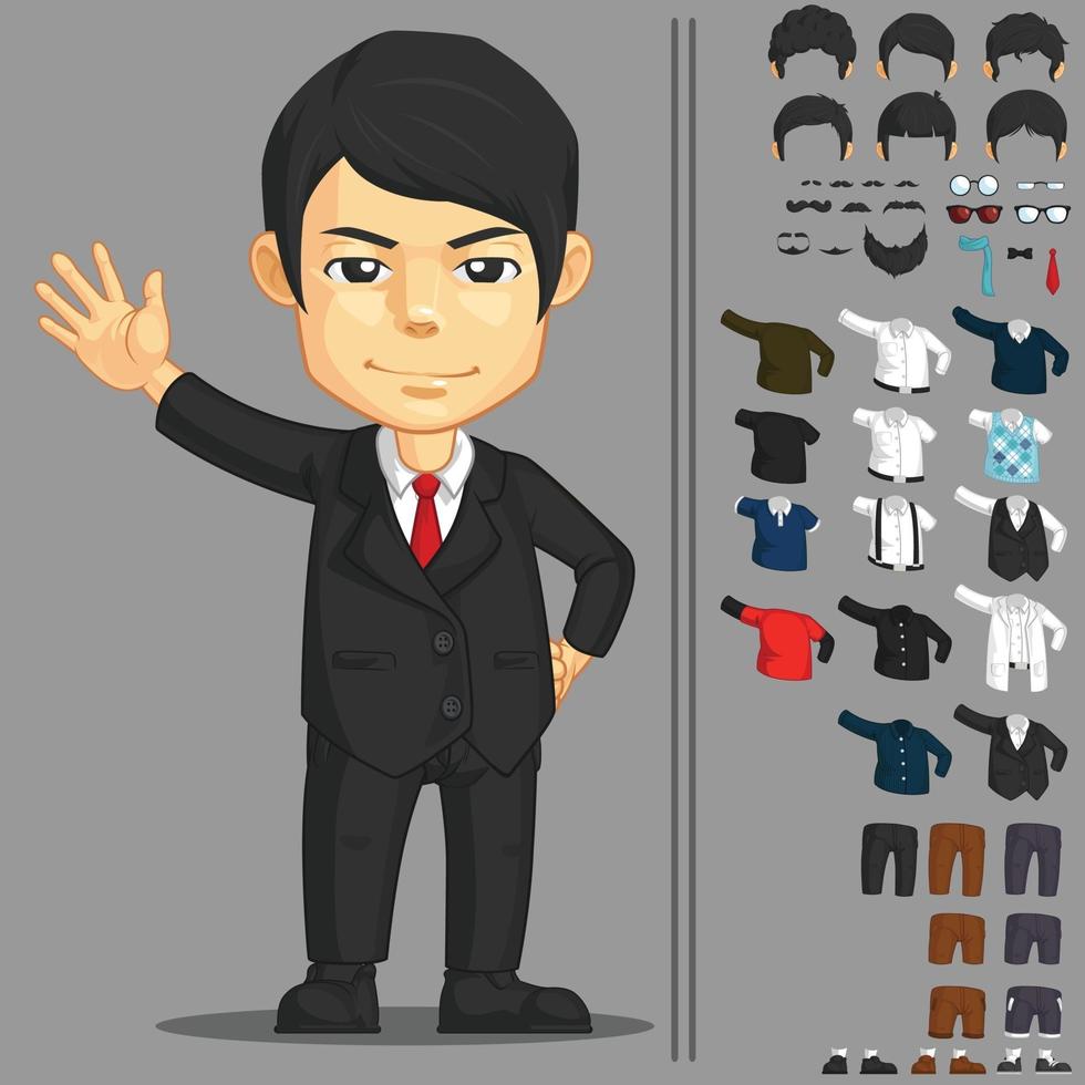 Dress up Game Asset Cartoon Businessman Executive Vector Mascot